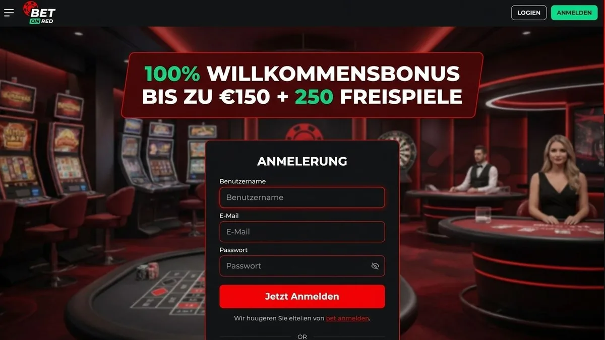 Registrierung mit Bonus bei Bet On Red